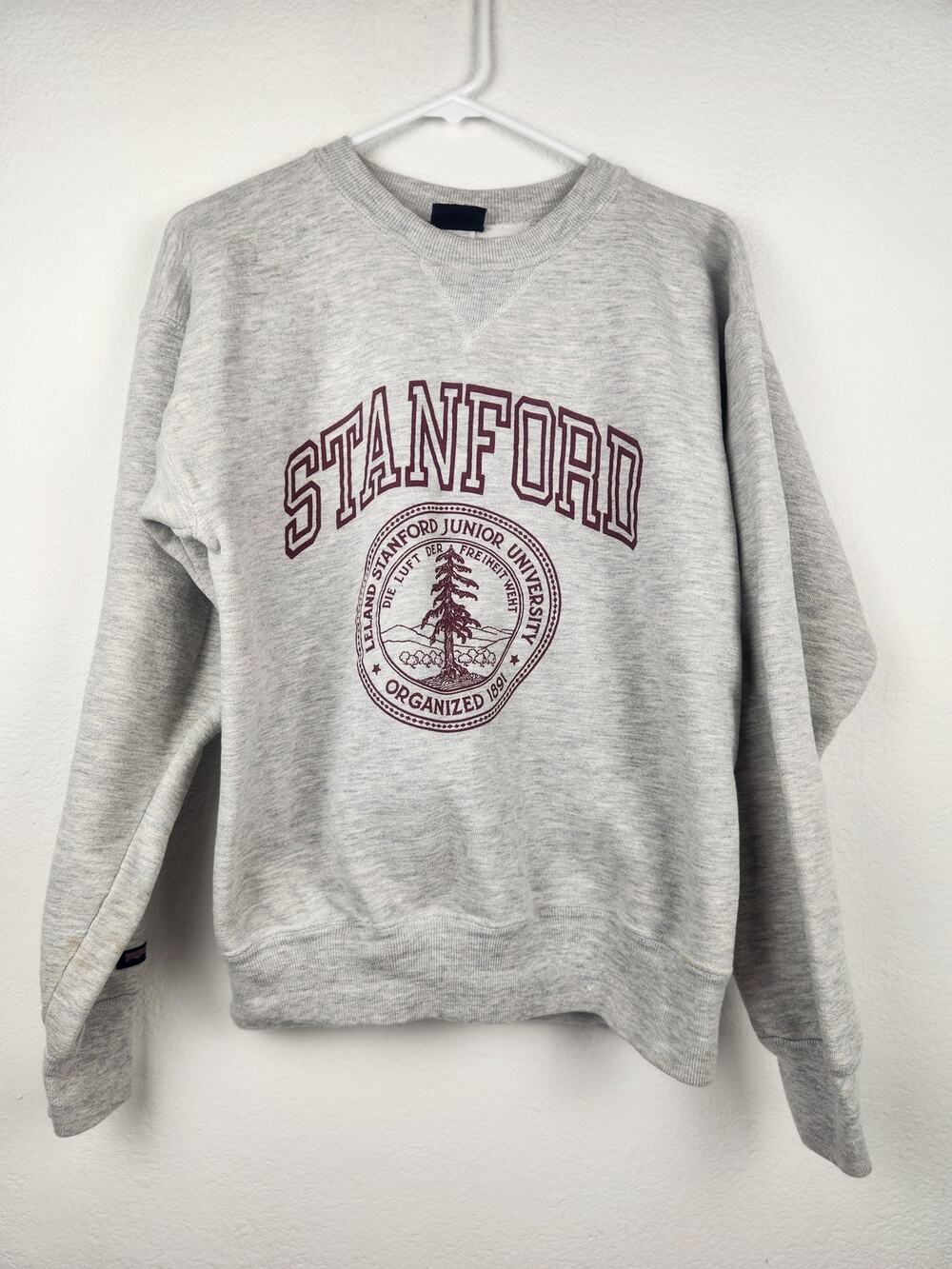Vintage Jansport Stanford Sweatshirt Gray Unisex Medium Crew Neck Long Sleeve